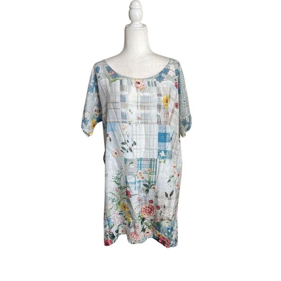 Johnny Was Silk Floral Patchwork Top – PXL - Picture 1 of 6